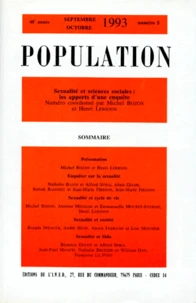 Population N° 5 Septembre Octobre 1993 : Sexualite Et Sciences Sociales