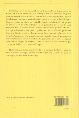 La Préfecture de l'annone. Service administratif et impérial d'Auguste à Constantin