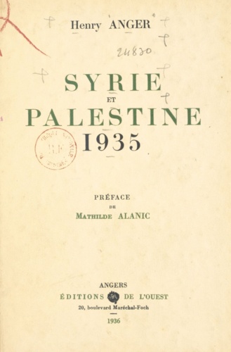Syrie et Palestine. 1935