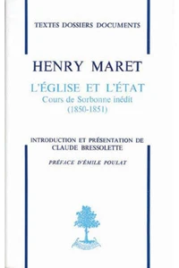 L'Eglise Et L'Etat. Cours De Sorbonne Inedit (1850-1851)