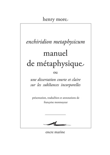 Manuel de métaphysique. Une dissertation courte et claire sur les substances incorporelles