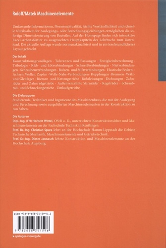 Roloff/Matek Maschinenelemente. 2 volumes : Normung, Berechnung, Gestaltung + Tabellenbuch 25e édition