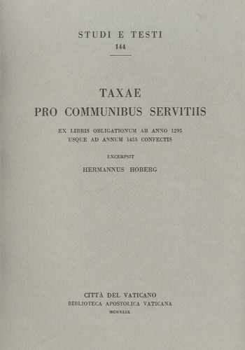 Hermannus Hoberg - Taxae pro communibus servitiis - Edition en latin.