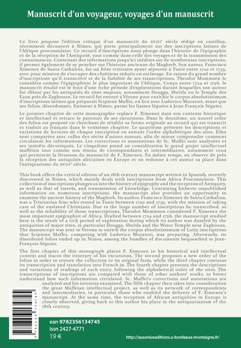 Manuscrit d'un voyageur, voyages d'un manuscrit. Un recueil d'épigraphie africaine établi par Francisco Ximenez et son étude par Scipione Maffei