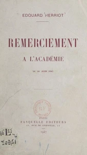 Remerciement à l'Académie