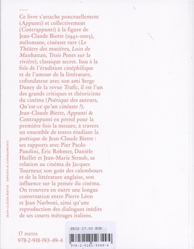 Jean-Claude Biette. Appunti & Contrappunti