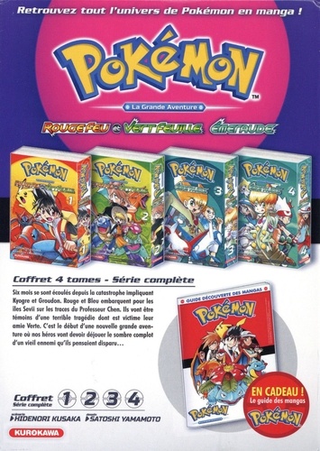 Pokémon la grande aventure Intégrale Coffret en 4 volumes. Tomes 1 et 2, Rouge Feu et Vert Feuille ; Tomes 3 et 4, Emeraude