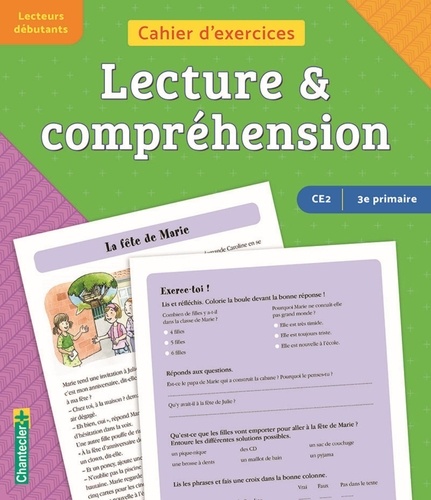 Cahier d'exercices Lecture & compréhension CE2 - 3e primaire. Lecteurs débutants Vert-violet