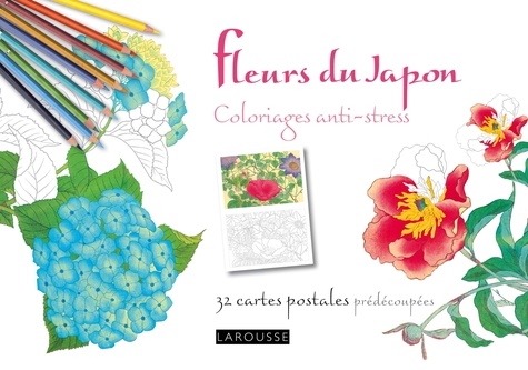 Hôitsu Sakai et Kiitsu Suzuki - Fleurs du Japon - Coloriages anti-stress, 32 cartes postales prédécoupées.