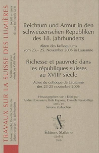 Richesse et pauvreté dans les républiques suisses au XVIIIe siècle