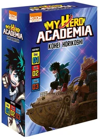 Coffret en 3 volumes : Tome 1, Izuku Midoriya : les origines ; Tome 2, Déchaîne-toi, maudit nerd ! ; Tome 3, All might