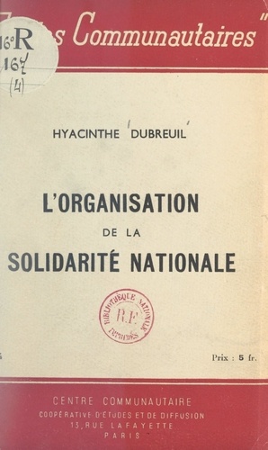 L'organisation de la solidarité nationale