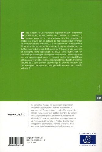 ETINED Plate-forme du Conseil de l'Europe sur l'éthique, la transparence et l'intégrité dans l'éducation. Volume 3, Comportement éthique de tous les acteurs de l'éducation