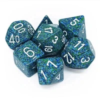 Set de 7 dés Chessex - Granite - Bleu-vert/Blanc
