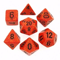Set de 7 dés Chessex - Granite - Orange feu/Noir
