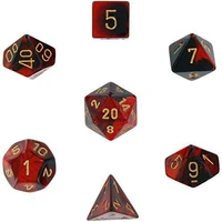 Set de 7 dés - gemini - noir-rouge/or