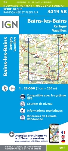 Bains-les-Bains, Xertigny, Vauvillers. 1/25 000