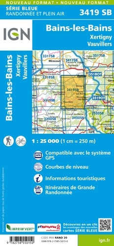 Bains-les-Bains, Xertigny, Vauvillers. 1/25 000