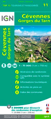  IGN - Cévennes Gorges du Tarn - 1/75 000.