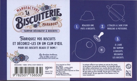Coffret La Biscuiterie Manufacture Marabout. Le livre avec 1 tampon décoratif à biscuits