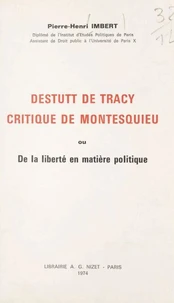 Destutt de Tracy, critique de Montesquieu