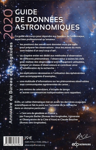 Guide de données astronomiques. Annuaire du Bureau des longitudes  Edition 2020