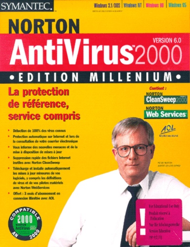 Peter Norton - Norton Antivirus 2000 - Edition Millenium : Norton antivirus 6.0, CleanSweep 4.7 et WebServices, CD-Rom.