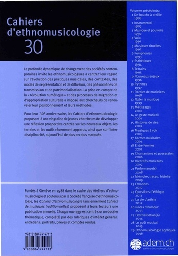 Cahiers d'ethnomusicologie N° 30 Perspectives