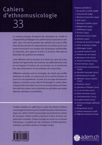 Cahiers d'ethnomusicologie N° 33 Conflits et agressivité