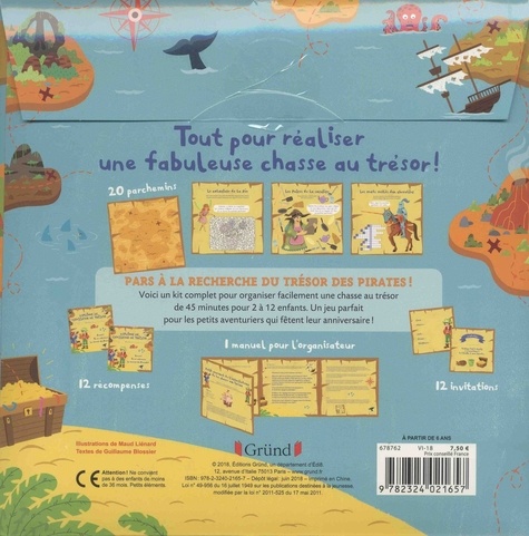 Chasse au trésor. 45 min de jeu pour 2 à 12 enfants - Avec 20 parchemins, 1 manuel pour l'organisateur, 12 récompenses et 12 invitations