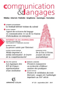  Collectif - Communication et Langages N° 129, Septembre 20 : Internet vu du journalisme.