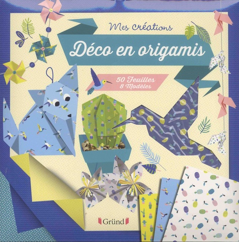 Déco en origamis. Avec 50 feuilles de motifs, du fil de fer pour créer des bouquets, du fil de coton et un dépliant avec 8 modèles