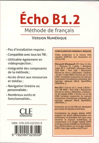 Echo B1.2. Méthode de français version numérique  avec 1 Clé Usb