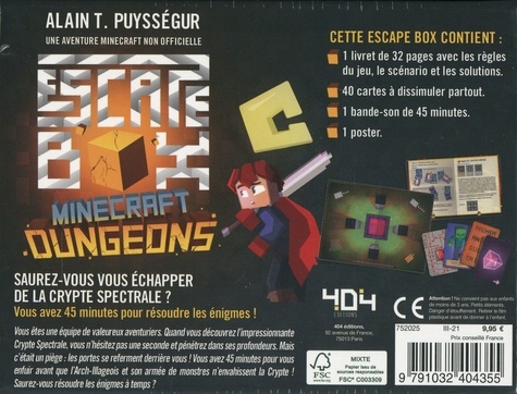 Escape Box Minecraft Dungeons. Avec 1 livret, 40 cartes, 1 bande-son et 1 poster