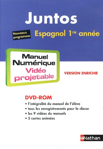  Nathan - Espagnol 1re année Juntos - Manuel numérique vidéo projetable. 1 DVD