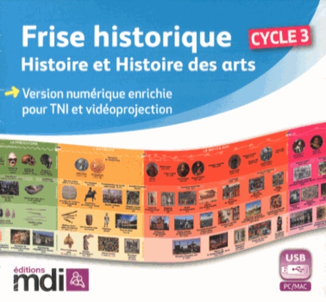  Editions MDI - Frise historique Histoire et Histoire des arts Cycle 3 - Version numérique enrichie pour TNI et vidéoprojection. 1 Clé Usb