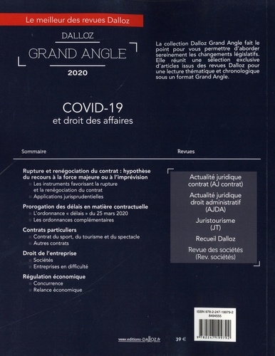 Grand Angle  COVID-19 et droit des affaires -  -  Edition 2020