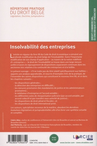 Insolvabiliité des entreprises. Dépistage, mesures préventives et procédures de réorganisation judiciaire