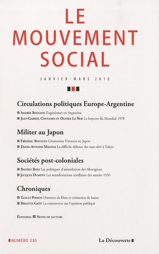 Patrick Fridenson - Le mouvement social N° 230, janvier-mars : Circulations politiques Europe-Argentine.