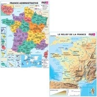  Editions MDI - Le relief de la France et France administrative - Carte murale plastifiée.
