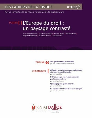 Les Cahiers de la Justice N° 3/2022 L'Europe du droit : un paysage contrasté