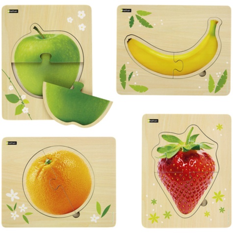  Nathan matériel éducatif - Mes premiers fruits - 4 puzzles composés de 2 pièces.