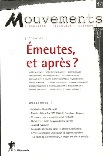 Michel Kokoreff et Alain Bertho - Mouvements N° 44, Mars-Avril 20 : Emeutes, et après ?.