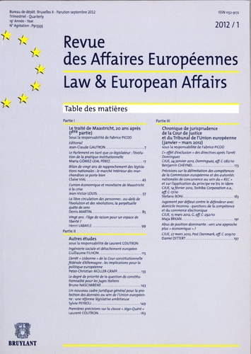 Fabrice Picod - Revue des Affaires Européennes 2012/1 : Law & European Affairs.