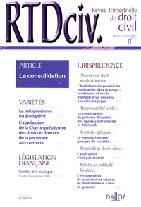 Revue trimestrielle de droit civil N°1, Janvier-Mars 2007