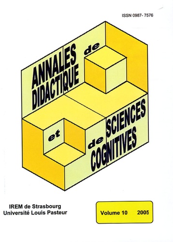 Alain Kuzniak et François Pluvinage - Annales de didactique et de sciences cognitives N° 10/2005 : .
