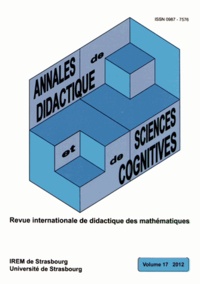Alain Kuzniak et François Pluvinage - Annales de didactique et de sciences cognitives N° 17/2012 : .