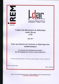 Pour une théorie de l'activité en didactique des mathématiques