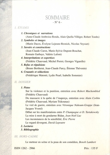 Sociétés & Représentations N° 6, juin 1998 Violences