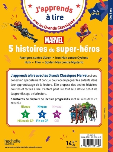 5 histoires de super-héros Marvel. Fin de CP début de CE1